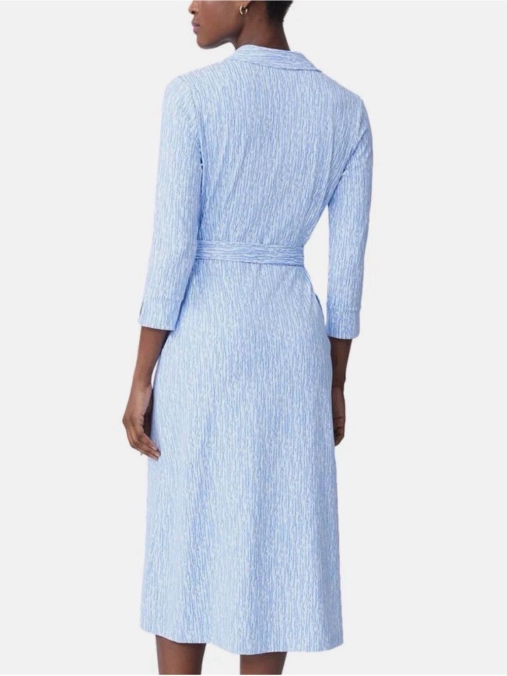 J. McLaughlin Pale Blue Wrap Midi Dress with Tie Waist - Picture 2 of 11